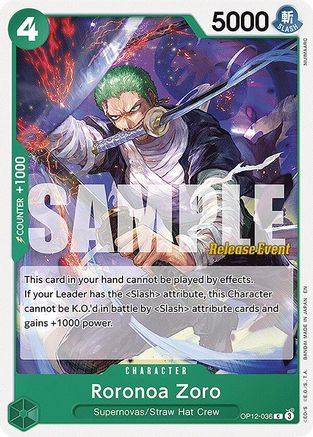Roronoa Zoro (036) (OP12-036) - Legacy of the Master Release Event Cards