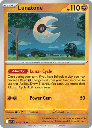 Lunatone 105  - Holofoil ME Ascended Heroes - Rare