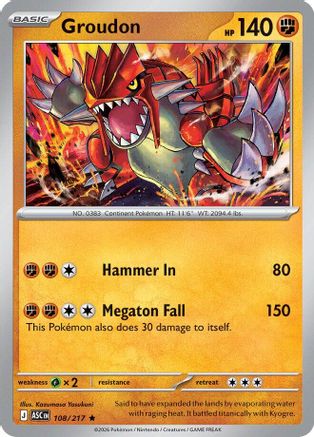 Groudon 108  - Holofoil ME Ascended Heroes - Rare