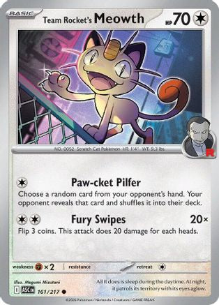 Team Rocket's Meowth 161  - Reverse Holofoil ME Ascended Heroes - Common