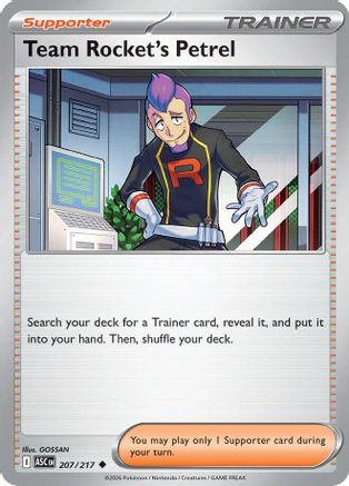 Team Rocket's Petrel 207  - Reverse Holofoil ME Ascended Heroes - Uncommon