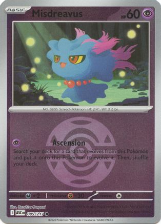 Misdreavus 085/217  - Reverse Holofoil ME Ascended Heroes - Common