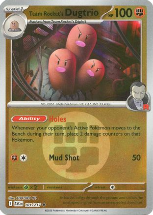 Team Rocket's Dugtrio 101/217  - Reverse Holofoil ME Ascended Heroes - Uncommon
