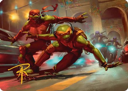 Raph & Mikey, Troublemakers Art Card (ASTMT-017) - Art Series: Teenage Mutant Ninja Turtles