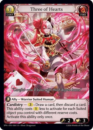 Three of Hearts (Curio Foil) (030) - Supporter Pack 4 Foil
