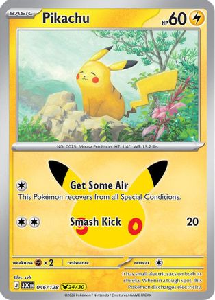 Pikachu 046/128  - Holofoil ME 30th Celebration - Pikachu Rare