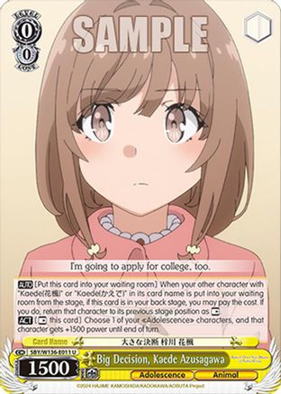 Big Decision, Kaede Azusagawa (SBY/W136-E011) - Rascal Does Not Dream of Santa Claus