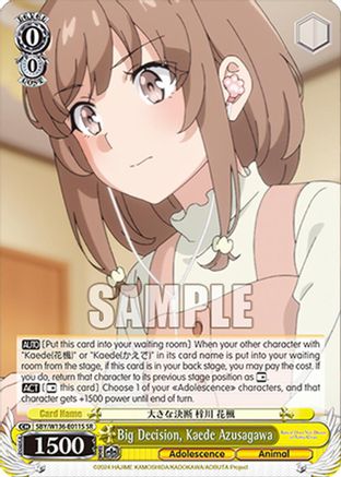 Big Decision, Kaede Azusagawa (SR) (SBY/W136-E011S) - Rascal Does Not Dream of Santa Claus