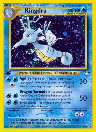Kingdra 008  - Unlimited Holofoil Neo Genesis - Holo Rare