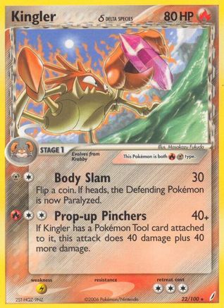 Kingler (Delta Species)/100  - Reverse Holofoil Crystal Guardians - Rare