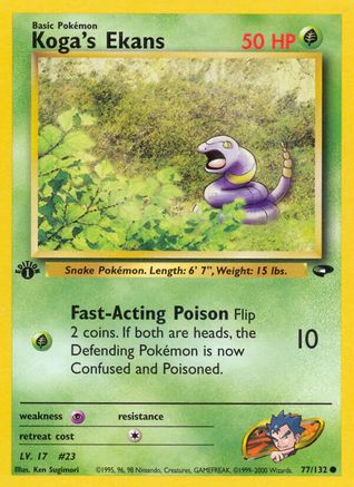 Koga's Ekans 077  - 1st Edition Gym Challenge - Common