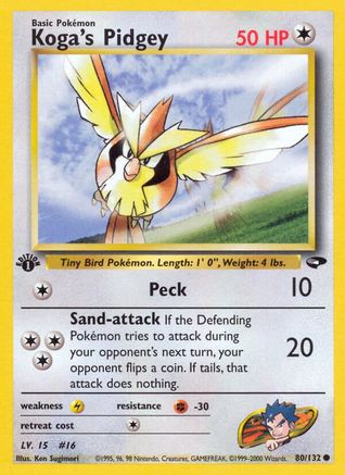 Koga's Pidgey (80) 080  - 1st Edition Gym Challenge - Common