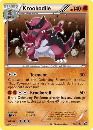 Krookodile 065/114  - Reverse Holofoil Black and White - Holo Rare