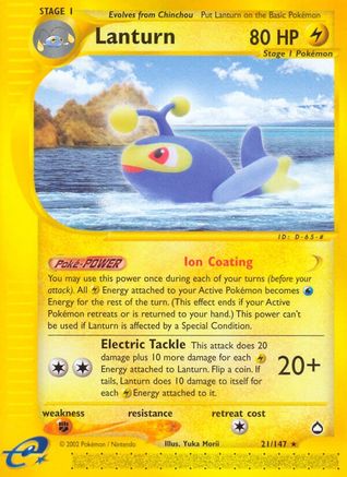 Lanturn (21)  - Reverse Holofoil Aquapolis - Rare