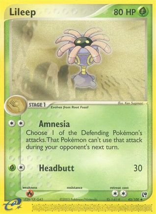 Lileep - 43/100/100  - Reverse Holofoil Sandstorm - Uncommon