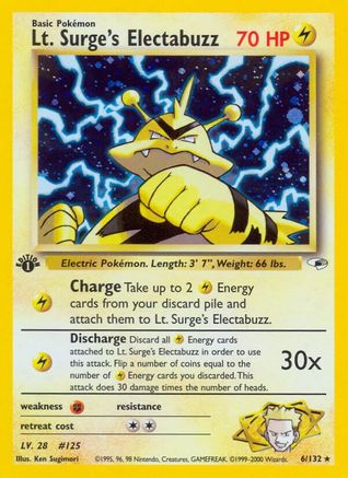 Lt. Surge's Electabuzz (6) 006  - 1st Edition Holofoil Gym Heroes - Holo Rare