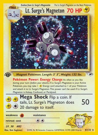 Lt. Surge's Magneton 008  - 1st Edition Holofoil Gym Heroes - Holo Rare