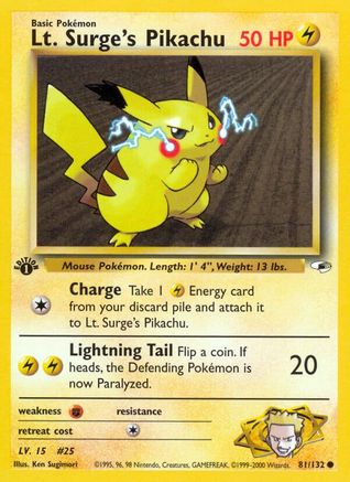 Lt. Surge's Pikachu 081  - Unlimited Gym Heroes - Common