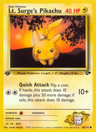 Lt. Surge's Pikachu 084  - Unlimited Gym Challenge - Common