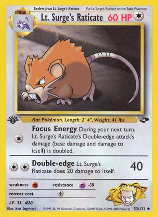 Lt. Surge's Raticate 053  - 1st Edition Gym Challenge - Uncommon