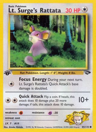 Lt. Surge's Rattata 085  - 1st Edition Gym Challenge - Common