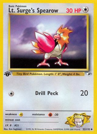 Lt. Surge's Spearow (52) 052  - 1st Edition Gym Heroes - Uncommon