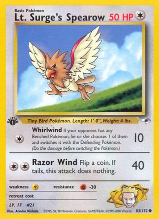 Lt. Surge's Spearow (83) 083  - Unlimited Gym Heroes - Common