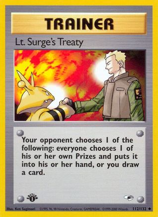 Lt. Surge's Treaty 112  - 1st Edition Gym Heroes - Uncommon