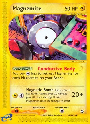Magnemite (91) 091  - Reverse Holofoil Aquapolis - Common
