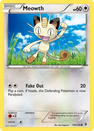 Meowth  - Reverse Holofoil Boundaries Crossed - Common