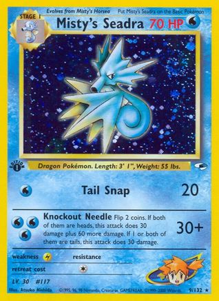 Misty's Seadra 009  - Unlimited Holofoil Gym Heroes - Holo Rare