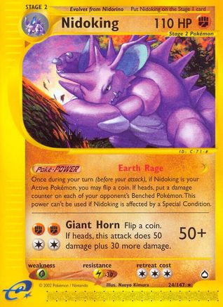 Nidoking (24) 024/147  - Reverse Holofoil Aquapolis - Rare