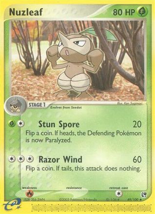 Nuzleaf - 49/100/100  - Reverse Holofoil Sandstorm - Uncommon
