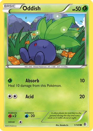 Oddish 001  - Reverse Holofoil Boundaries Crossed - Common