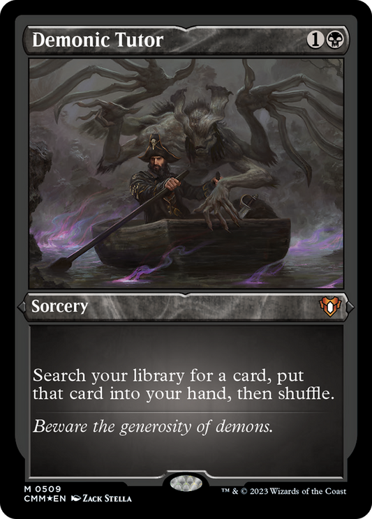 Demonic Tutor (CMM-509) - Commander Masters Etched Foil