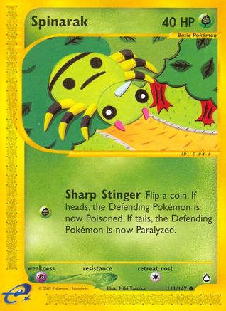 Spinarak (111) 111  - Reverse Holofoil Aquapolis - Common
