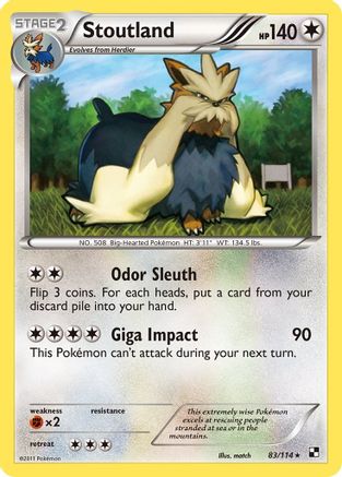 Stoutland  - Reverse Holofoil Black and White - Rare
