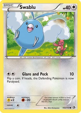 Swablu 103  - Reverse Holofoil Legendary Treasures - Common