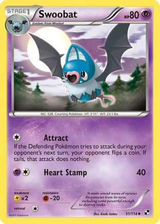 Swoobat  - Reverse Holofoil Black and White - Uncommon