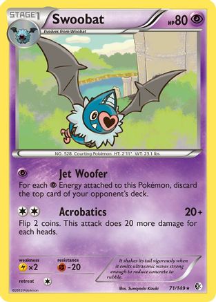 Swoobat  - Reverse Holofoil Boundaries Crossed - Rare