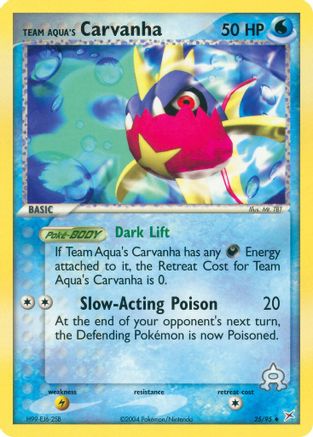 Team Aqua's Carvanha - 25/95/95  - Reverse Holofoil Team Magma vs Team Aqua - Uncommon