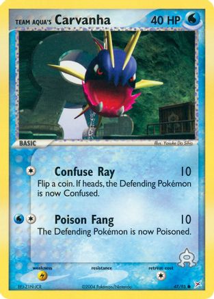 Team Aqua's Carvanha - 47/95/95  - Reverse Holofoil Team Magma vs Team Aqua - Common