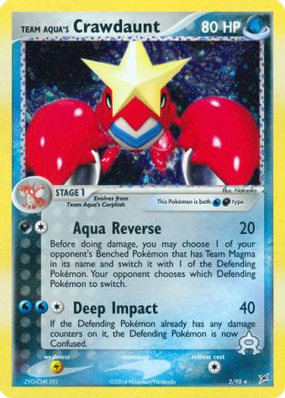 Team Aqua's Crawdaunt - 2/95/95  - Reverse Holofoil Team Magma vs Team Aqua - Holo Rare