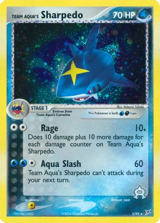 Team Aqua's Sharpedo - 5/95/95  - Reverse Holofoil Team Magma vs Team Aqua - Holo Rare