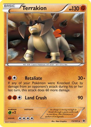 Terrakion  - Reverse Holofoil Noble Victories - Holo Rare