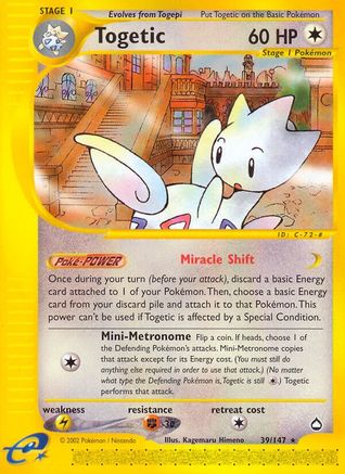 Togetic  - Reverse Holofoil Aquapolis - Rare