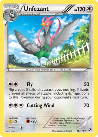 Unfezant  - Reverse Holofoil Black and White - Rare