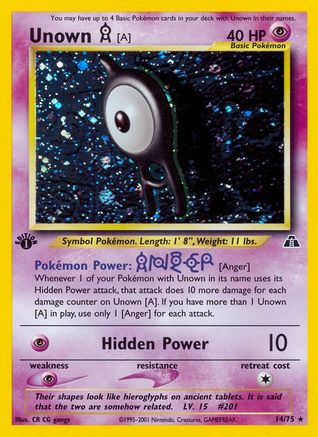 Unown [A] (14) 014  - Unlimited Holofoil Neo Discovery - Holo Rare