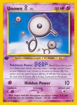 Unown [B] 039  - 1st Edition Neo Revelation - Uncommon
