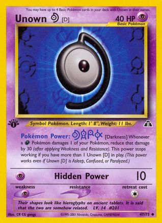 Unown [D] 047  - 1st Edition Neo Discovery - Uncommon